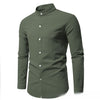 Men's Solid Color Stand-up Collar Cardigan Casual Cotton Long-sleeve Shirt