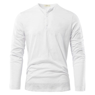 Men's Solid Color Casual Cotton Long-sleeved Top