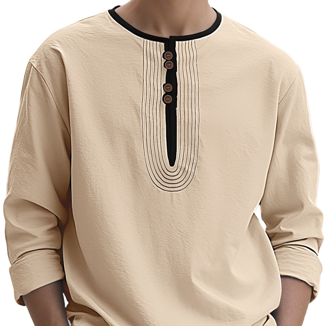 Men's Solid Color Linen Loose Casual Sport Long Sleeve