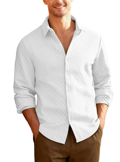 Knitted Floral Casual Sports Fashion Jacket Men's Lapel Long Sleeve Shirt