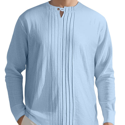 Long Sleeve New Solid Color Linen Design European And American Men's Casual
