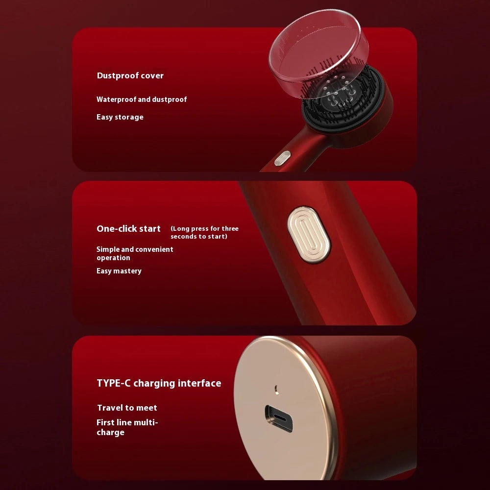 Peigne de Massage Électrique 3 Modes – Peigne Portable avec Laser Rouge pour Follicules Capillaires, avec Applicateur d’Huile Essentielle