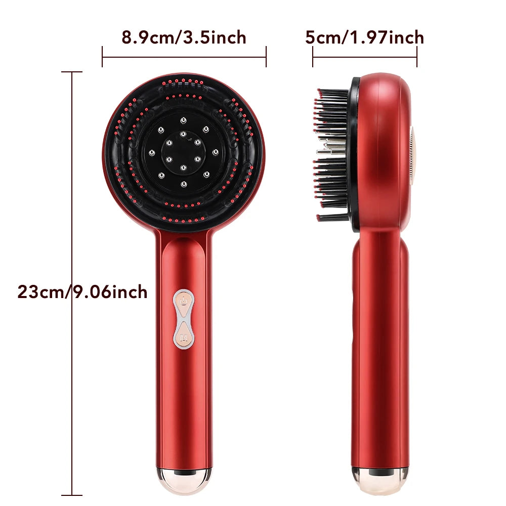 Peigne de Massage Électrique avec Thérapie par Lumière Rouge et Vibration – Brosse de Cuir Chevelu pour la Pousse des Cheveux, Anti-Chute, Applicateur d’Huile ou de Sérum Capillaire