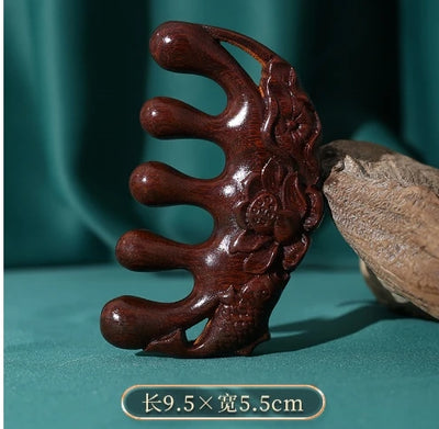 Peigne de Massage en Bois – Multifonction pour le Soin du Cuir Chevelu et des Méridiens de la Tête, Gua Sha Visage/Yeux/Épaules/Nuque, Dents Larges Antistatiques