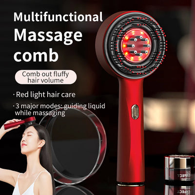 Peigne de Massage Électrique avec Thérapie par Lumière Rouge et Vibration – Brosse de Cuir Chevelu pour la Pousse des Cheveux, Anti-Chute, Applicateur d’Huile ou de Sérum Capillaire