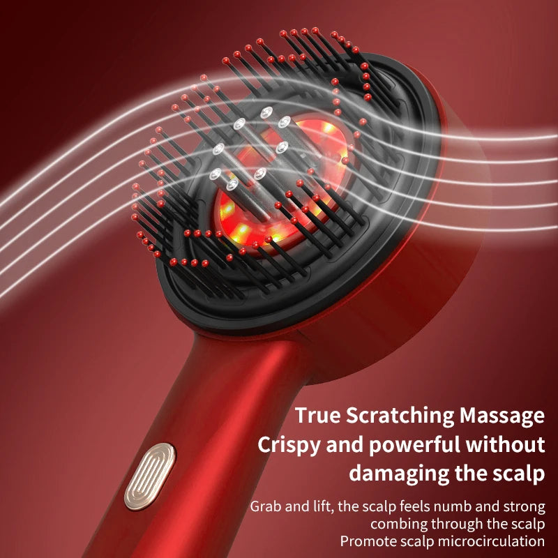 Peigne de Massage Électrique avec Thérapie par Lumière Rouge et Vibration – Brosse de Cuir Chevelu pour la Pousse des Cheveux, Anti-Chute, Applicateur d’Huile ou de Sérum Capillaire