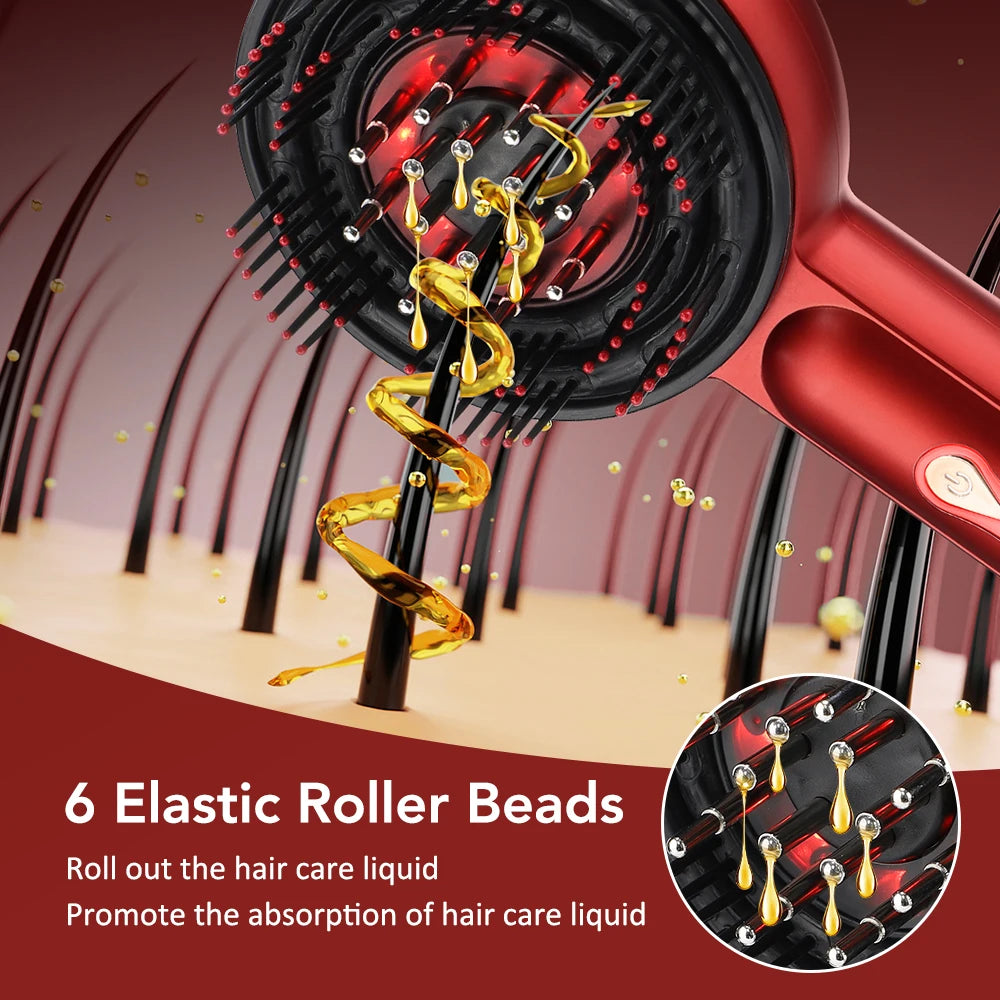 Peigne de Massage Électrique 3 Modes – Peigne Portable avec Laser Rouge pour Follicules Capillaires, avec Applicateur d’Huile Essentielle