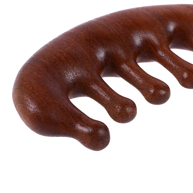 Peigne de Massage en Bois – Multifonction pour le Soin du Cuir Chevelu et des Méridiens de la Tête, Gua Sha Visage/Yeux/Épaules/Nuque, Dents Larges Antistatiques