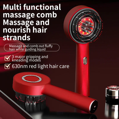 Peigne de Massage Électrique avec Thérapie par Lumière Rouge et Vibration – Brosse de Cuir Chevelu pour la Pousse des Cheveux, Anti-Chute, Applicateur d’Huile ou de Sérum Capillaire