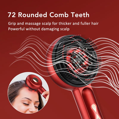 Peigne de Massage Électrique avec Thérapie par Lumière Rouge et Vibration – Brosse de Cuir Chevelu pour la Pousse des Cheveux, Anti-Chute, Applicateur d’Huile ou de Sérum Capillaire