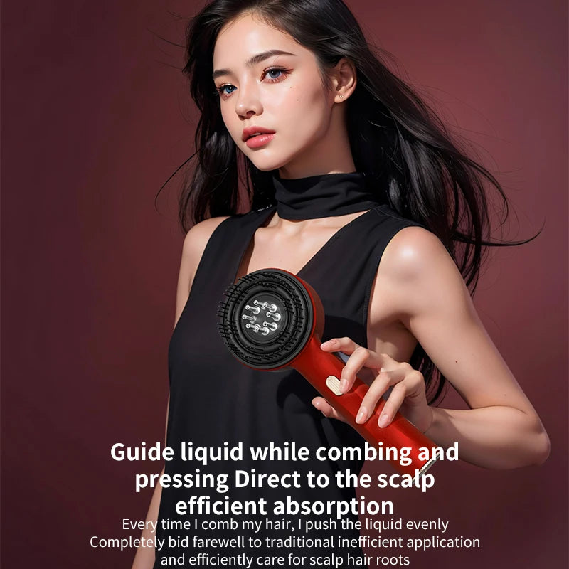 Peigne de Massage Électrique 3 Modes – Peigne Portable avec Laser Rouge pour Follicules Capillaires, avec Applicateur d’Huile Essentielle