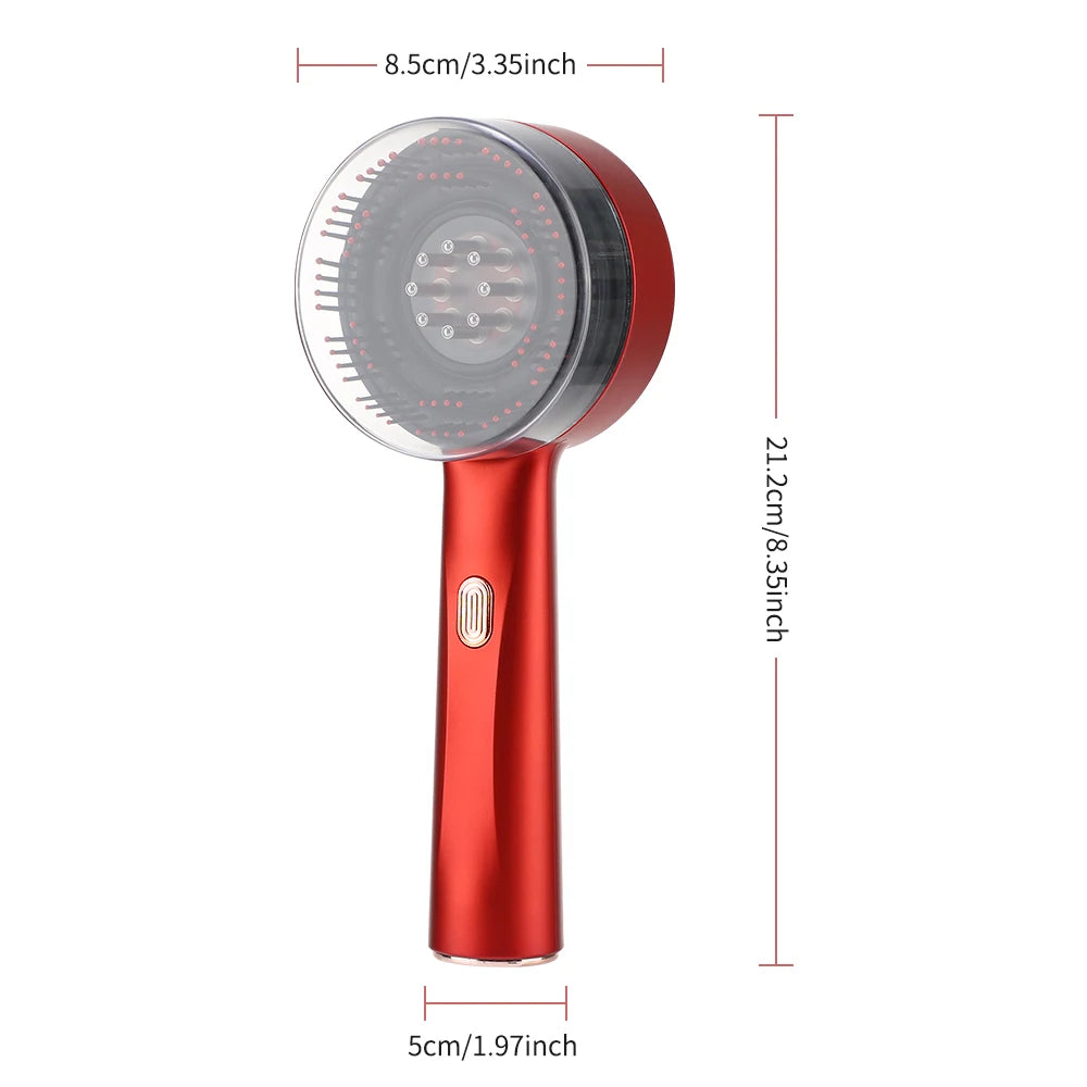 Peigne de Massage Électrique avec Thérapie par Lumière Rouge et Vibration – Brosse de Cuir Chevelu pour la Pousse des Cheveux, Anti-Chute, Applicateur d’Huile ou de Sérum Capillaire